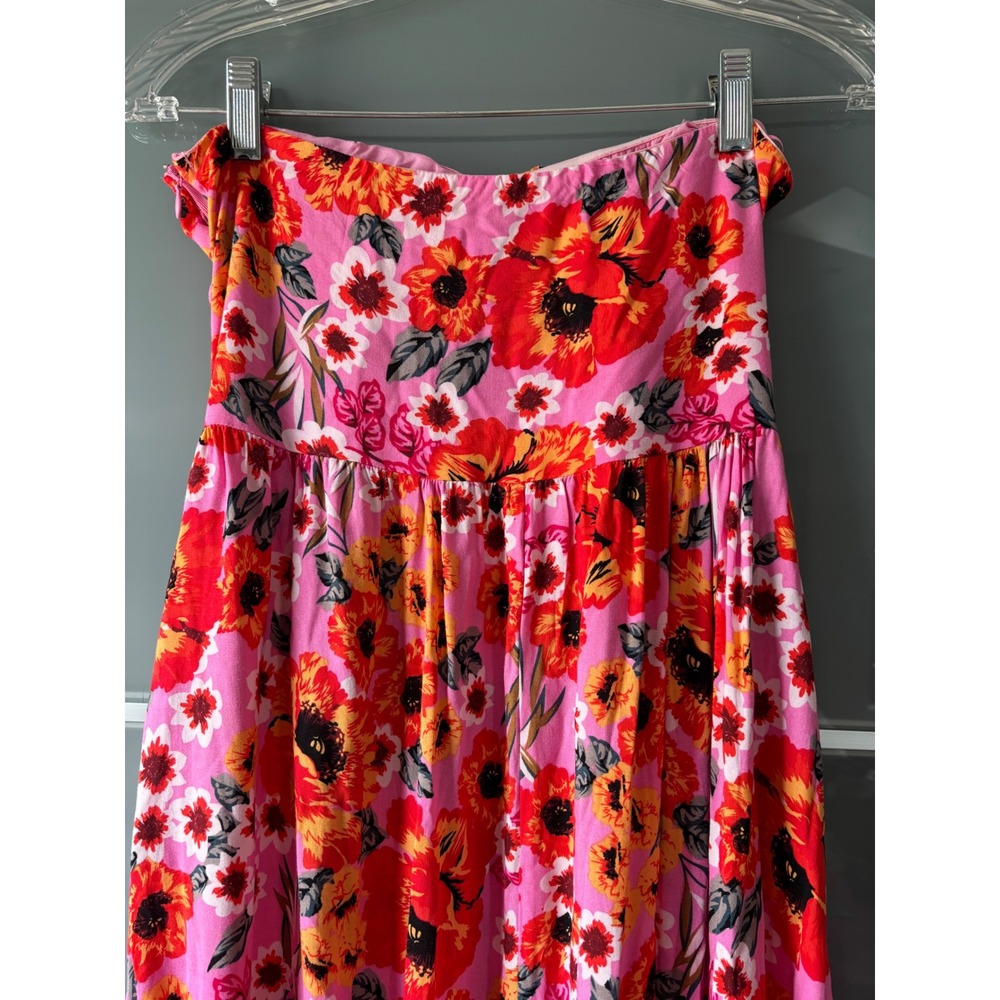Hello Molly Speak to my Heart Midi Maxi Dress Pink Floral Strapless Cutout Tier - Picture 8 of 11